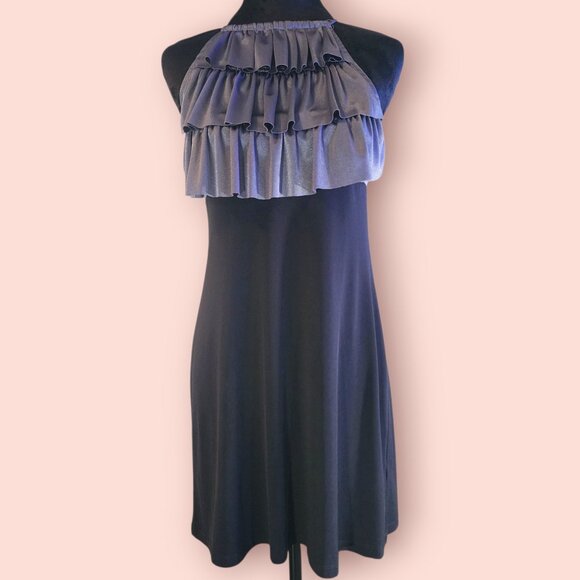 Y2K mcbling ruffled halter style dress party homecoming 2000s a-line size M - Picture 1 of 10